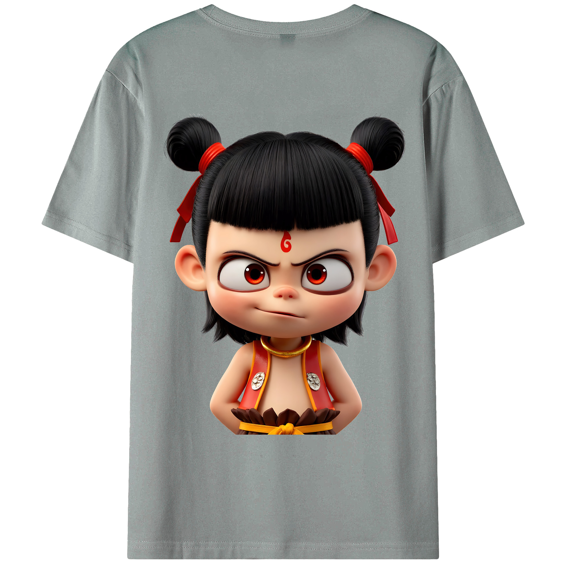 （画像用） Ne Zha 2 ナタ 魔童の大暴れ 綿100％ メンズ半袖Tシャツ（バックプリント） 通気性